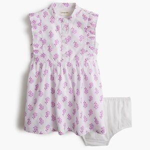 Crewcuts White Dress with Lavender Floral Print and Matching Bloomers